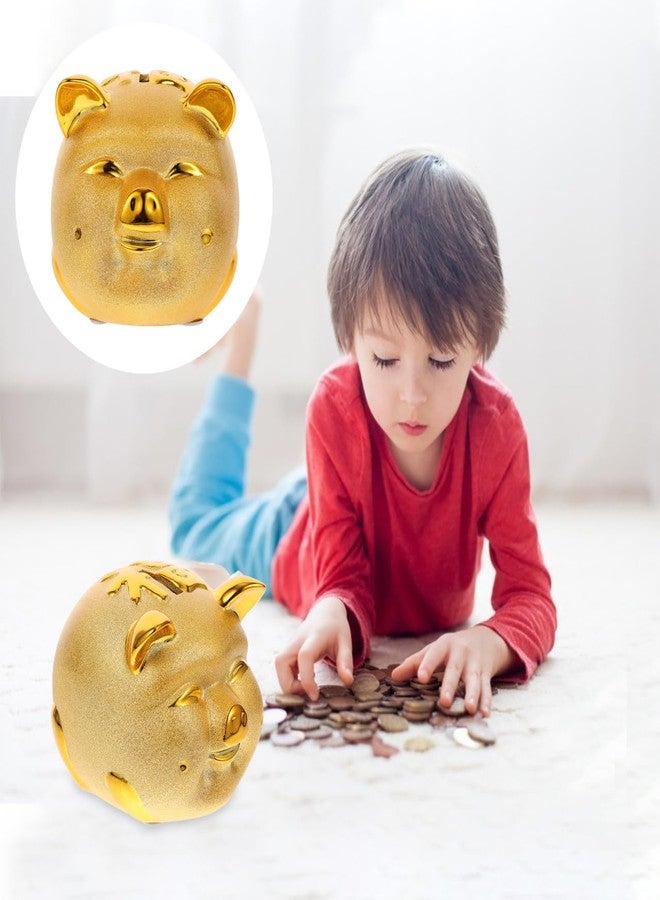 HEALLILY Gold Resin Pig Money Bank Piggy Bank Fortune Pig Coin Storage Box Money Container Chinese Feng Shui Ornament Gift for Family Friends - Image 3