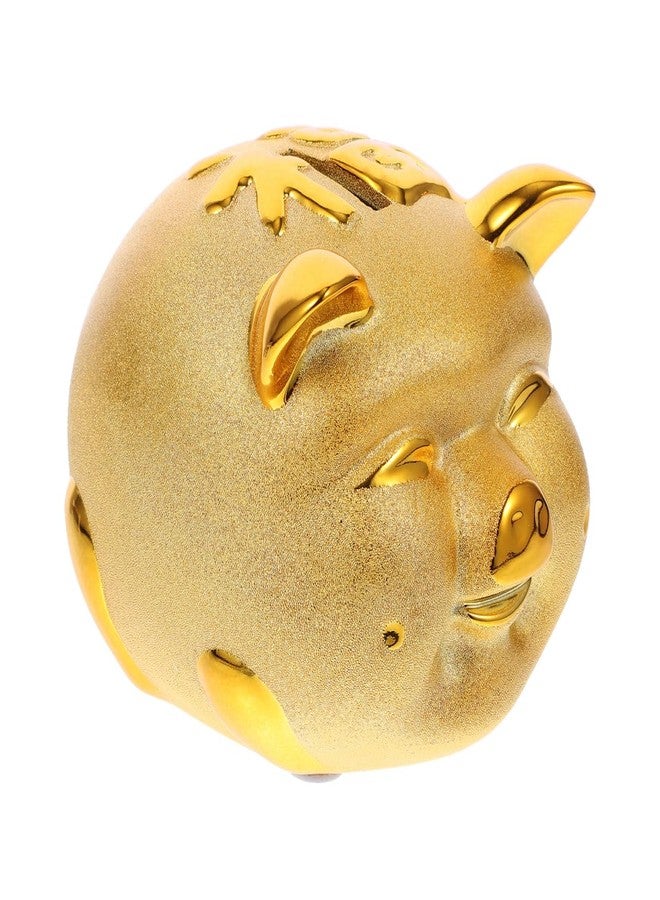HEALLILY Gold Resin Pig Money Bank Piggy Bank Fortune Pig Coin Storage Box Money Container Chinese Feng Shui Ornament Gift for Family Friends - Image 1