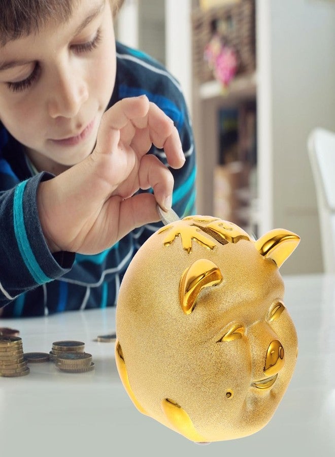 HEALLILY Gold Resin Pig Money Bank Piggy Bank Fortune Pig Coin Storage Box Money Container Chinese Feng Shui Ornament Gift for Family Friends - Image 4