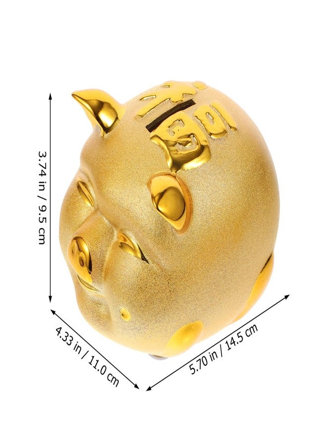 HEALLILY Gold Resin Pig Money Bank Piggy Bank Fortune Pig Coin Storage Box Money Container Chinese Feng Shui Ornament Gift for Family Friends - Image 2