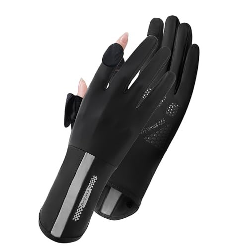 TecoKart® Black Finger Riding Gloves for Bikers - Non-Slip Bike Gloves with Sunscreen Protection for Women, Lightweight Riding Gloves for Bikers, Gloves for Women’s Outdoor Activities - Image 1