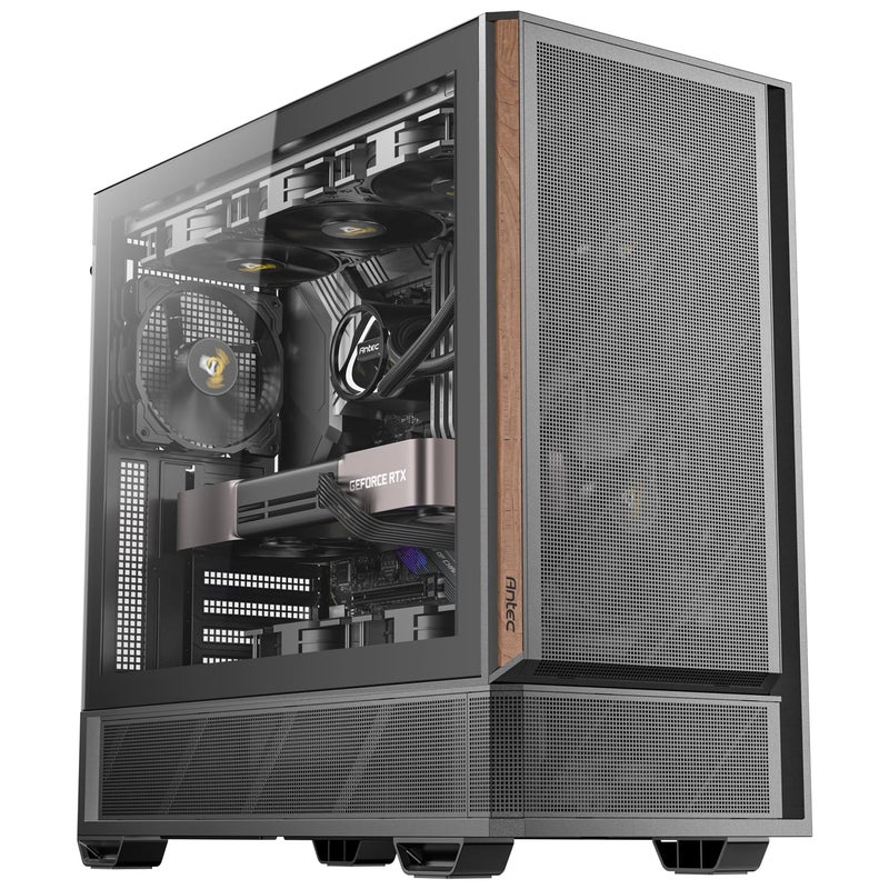 Antec P30 AIR, 2 x 140mm PWM Fans & 1 x 120mm PWM Fan & 2 x 120mm PWM Reverse Fans Included, Premium Wood Accents, Optimized GPU Airflow, 360mm Radiator Support, Type-C, Mid-Tower ATX Case - Image 1