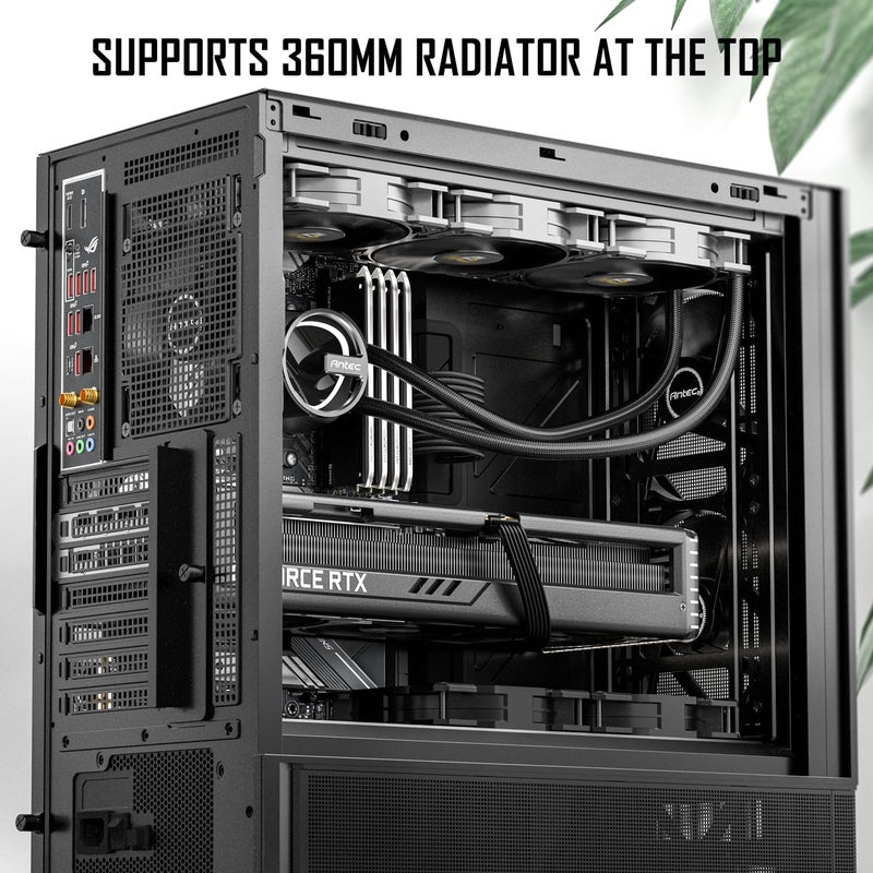 Antec P30 AIR, 2 x 140mm PWM Fans & 1 x 120mm PWM Fan & 2 x 120mm PWM Reverse Fans Included, Premium Wood Accents, Optimized GPU Airflow, 360mm Radiator Support, Type-C, Mid-Tower ATX Case - Image 4