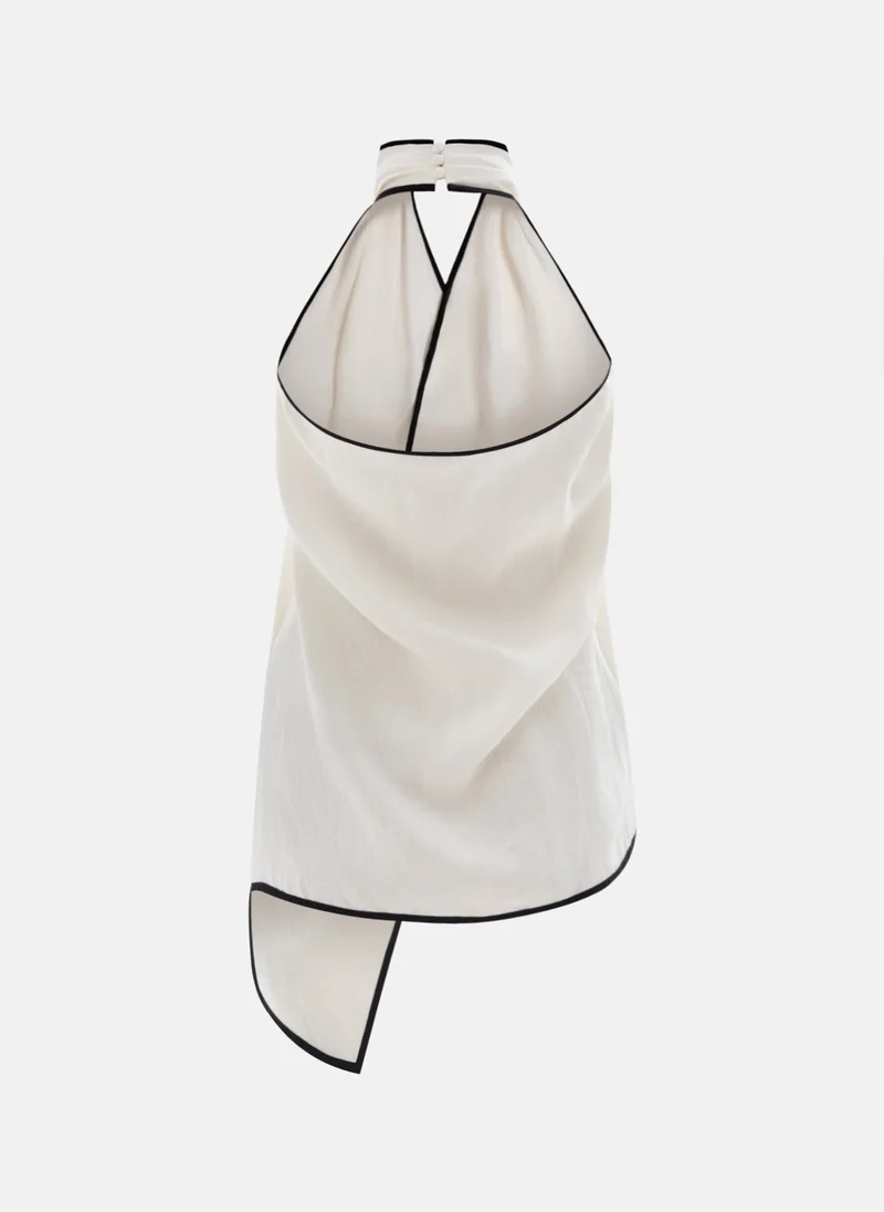 Lichi  Draped top with halter collar and contrasting edging for Women | Best Price UAE