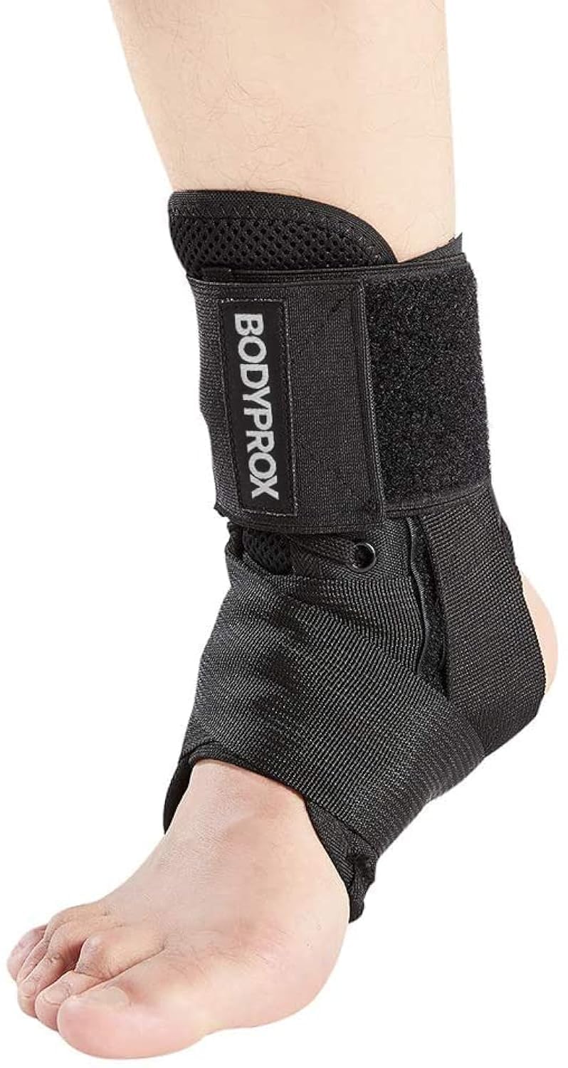 دعامة كاحل Bodyprox للنساء والرجال، دعامة دعم كاحل قابلة للتعديل لدعم الكاحل الملتوي (كبير)