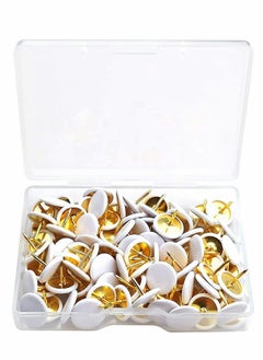 KASTWAVE Push Pins Decorative Plastic Thumb Tacks Wall Tacks for Home, School, Map, Office, Photo Wall, Cork Board (White 100Pcs)  - Image 1