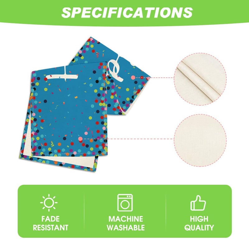 Artoid Mode Polka Dot Blue Happy Birthday Table Runner, Seasonal Winter Kitchen Dining Table Decoration for Home Party Decor 13x72 Inch - Image 5