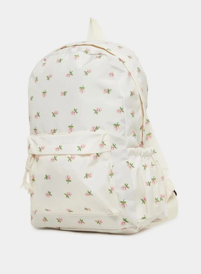 Styli Styli Floral Print Backpack with Side Pocket