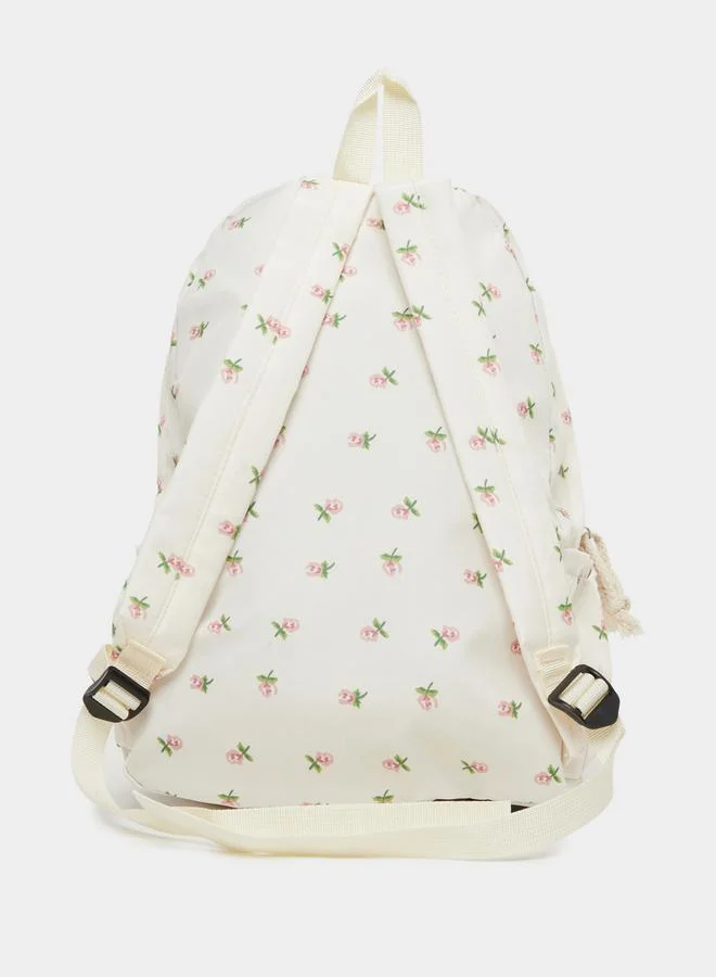 Styli Styli Floral Print Backpack with Side Pocket