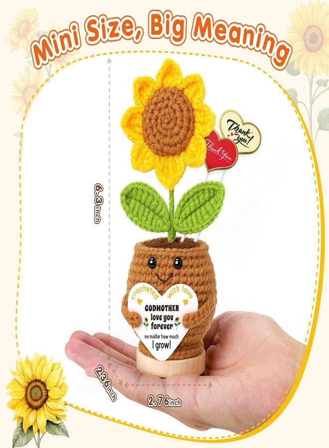 IDEGIFT Godmother Christmas Birthday Gifts from Godchild, Proposal Baptism Gifts for Godmom, Religious Gift for Pastor Godmother, Crochet Sunflower Xmas Stocking Stuffers Present for God Mother Godparents - Image 5