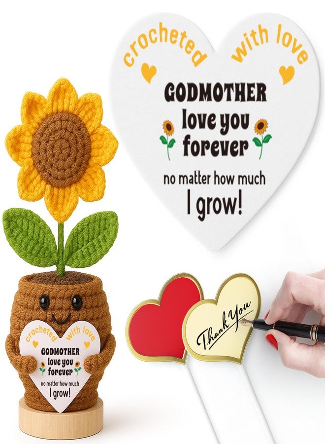 IDEGIFT Godmother Christmas Birthday Gifts from Godchild, Proposal Baptism Gifts for Godmom, Religious Gift for Pastor Godmother, Crochet Sunflower Xmas Stocking Stuffers Present for God Mother Godparents - Image 1