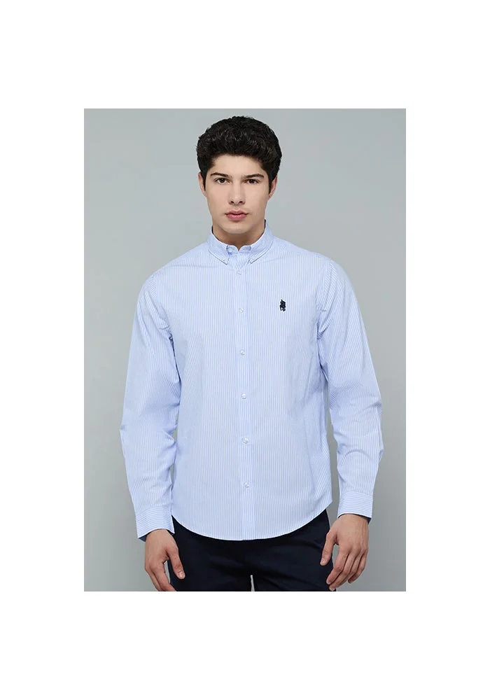 أر أند بي Striped Shirt with Button-Down Collar and Long Sleeves