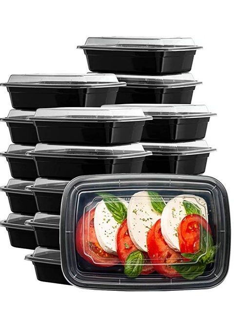 Al Bayader 1 Compartment Meal Prep Containers [15Pack] with Lids, Food Storage Containers, Bento Box, Stackable, Microwave/Dishwasher/Freezer Safe [32oz]