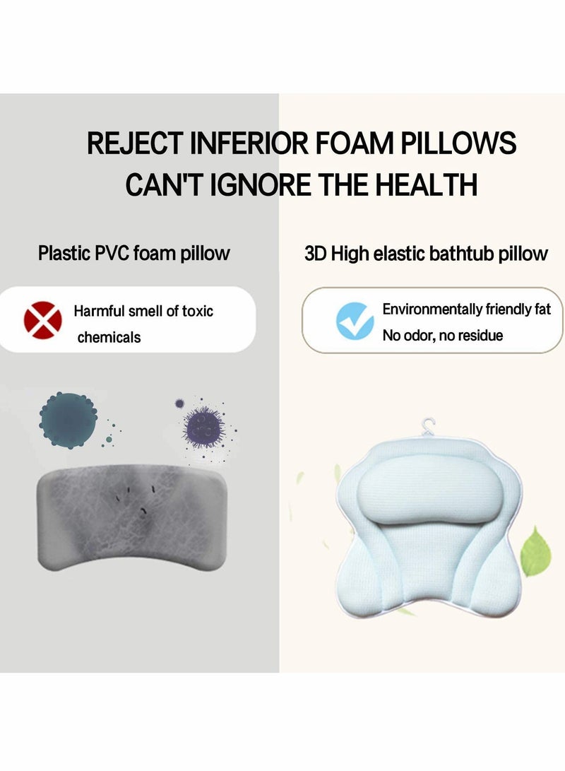 Excefore Bath Pillows, 4D SPA Air Mesh Bathtub Pillows for Tub, Shower Head Neck Shoulder - Image 4