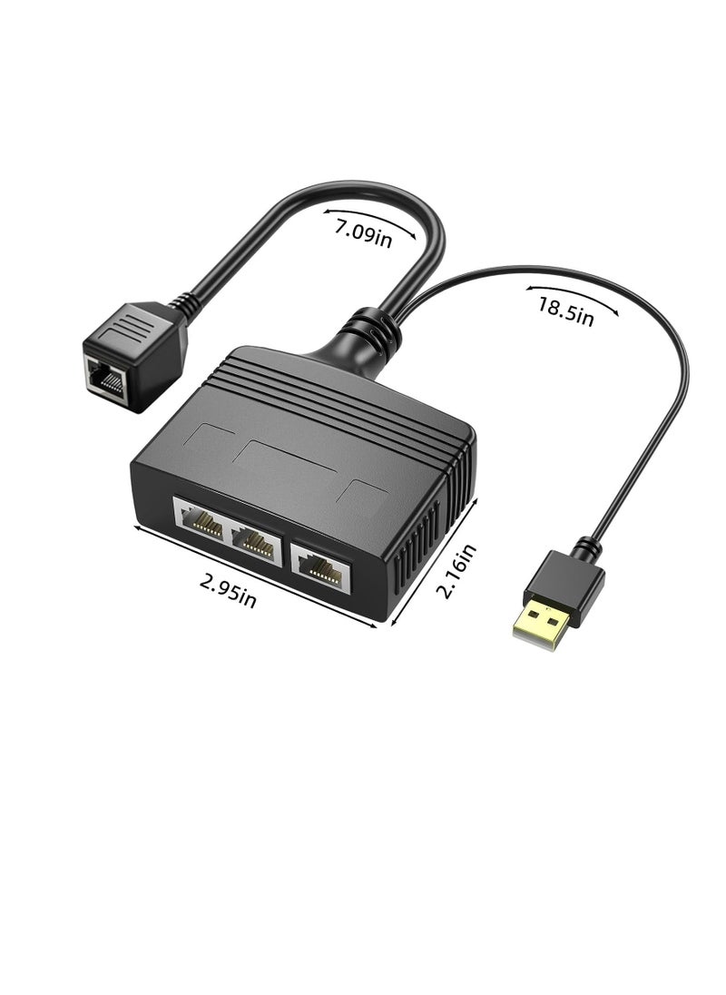 Excefore - RJ45 Ethernet Splitter 1 to 2 Out, with USB Power Cable, RJ45 Internet Splitter Adapter 1000Mbps High Speed for Cat 5/5e/6/7/8 Cable, Support Two Devices Working Simultaneously - Image 1