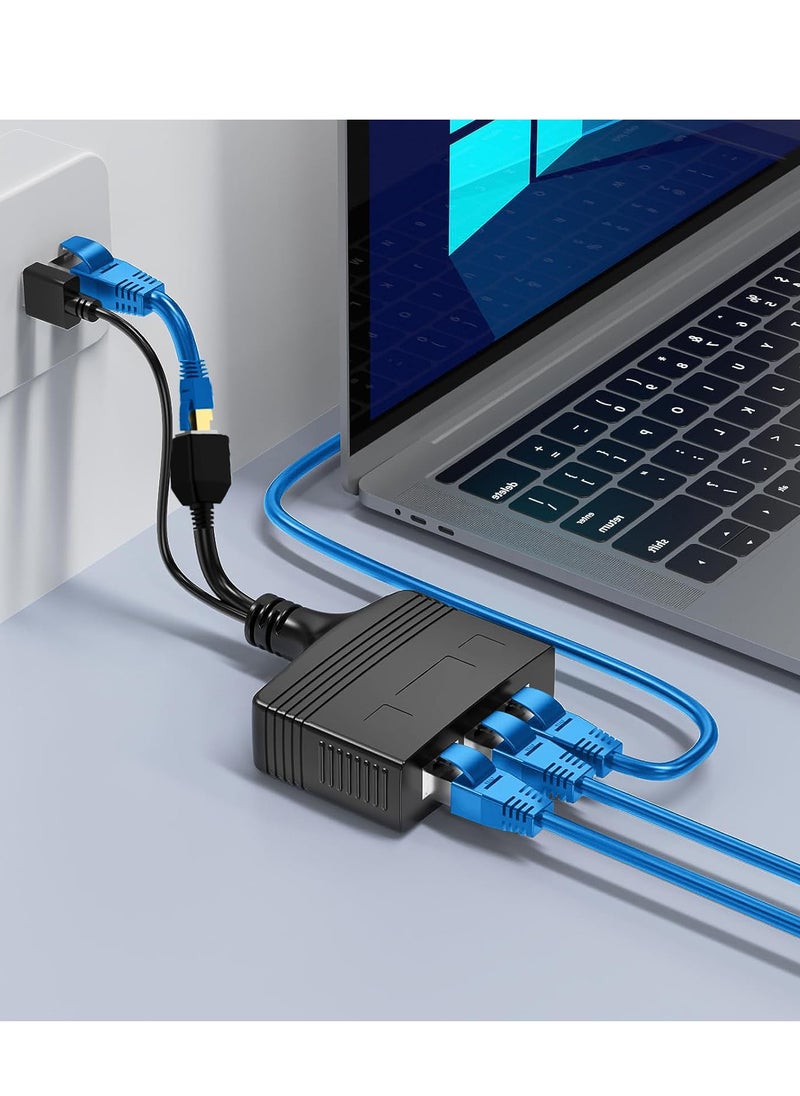 Excefore - RJ45 Ethernet Splitter 1 to 2 Out, with USB Power Cable, RJ45 Internet Splitter Adapter 1000Mbps High Speed for Cat 5/5e/6/7/8 Cable, Support Two Devices Working Simultaneously - Image 1