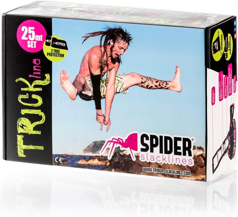 Spider Slacklines - Slackline Trick Line Kit for Jumping, Walking, and Freestyle - Contains a Ratchet, a 82 ft Line, Two Shaft Protectors, and a Sling Bag - Complete Set 82 ft Length - Image 2