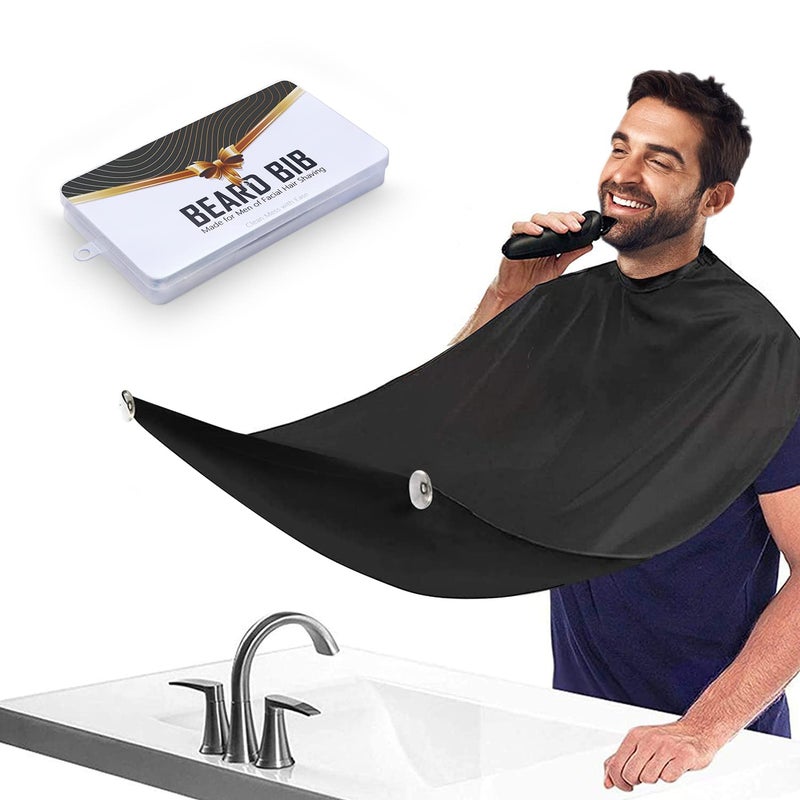 Showvigor Beard Bib Apron for Men, Christmas Day Gift Beard Trimming Catcher Bib for Shaving & Hair Clippings, Waterproof Non-Stick Hair Catcher Grooming Cloth with 2 Suction Cups - Image 1