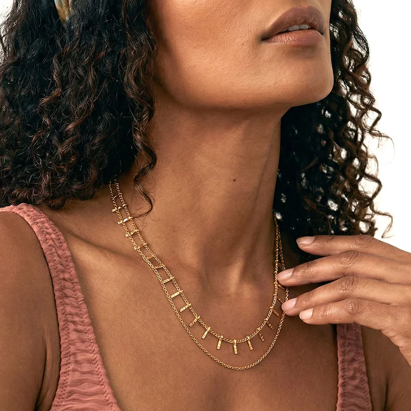 Palmonas  PALMONAS Fringe Bar Cascade Layered Necklace for Women | 18K Gold Plated, Waterproof & Anti-Tarnish for Women | Best Price UAE