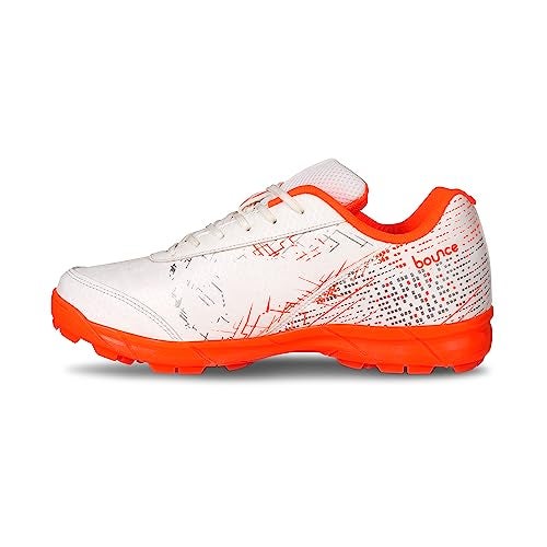 Nivia Bounce Cricket Shoes | Mesh & TPU Upper | Cushioned EVA Insole | Durable PVC Outsole | Cricket Shoes for Men | Lightweight| Sports Shoes (White/Orange) Size - UK-08 - Image 3