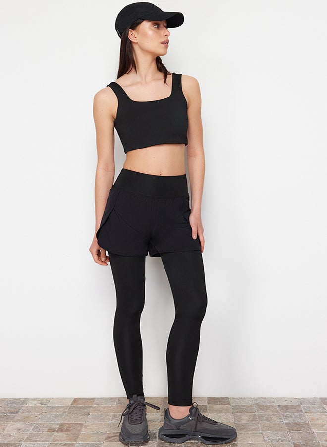 trendyol Black 2-Layer Shorts Detailed Full Length Knitted Sports Leggings THMSS24TY00043 - Image 2