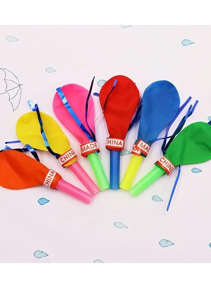 LIXADA 50pcs Interesting Whistle Balloons, Balloon Ball Metallic Balloons Fringed Balloons Random Color Balloons Hair Dryer Whistle Birthday Party Supplies, Birthday Party Gifts, Outdoor game interactive props For Kids Above 2 Years Old (color random) - Image 3