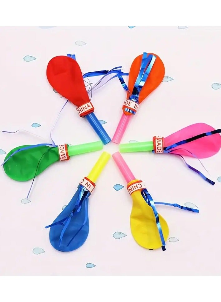 LIXADA 50pcs Interesting Whistle Balloons, Balloon Ball Metallic Balloons Fringed Balloons Random Color Balloons Hair Dryer Whistle Birthday Party Supplies, Birthday Party Gifts, Outdoor game interactive props For Kids Above 2 Years Old (color random) - Image 4