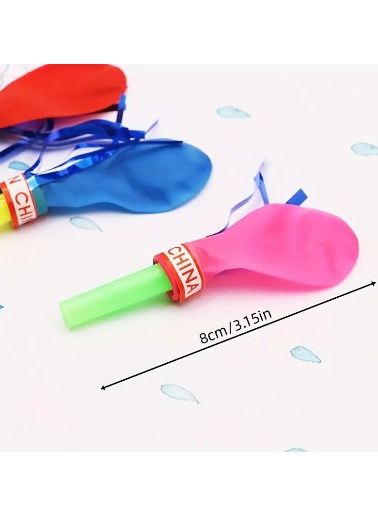 LIXADA 50pcs Interesting Whistle Balloons, Balloon Ball Metallic Balloons Fringed Balloons Random Color Balloons Hair Dryer Whistle Birthday Party Supplies, Birthday Party Gifts, Outdoor game interactive props For Kids Above 2 Years Old (color random) - Image 2