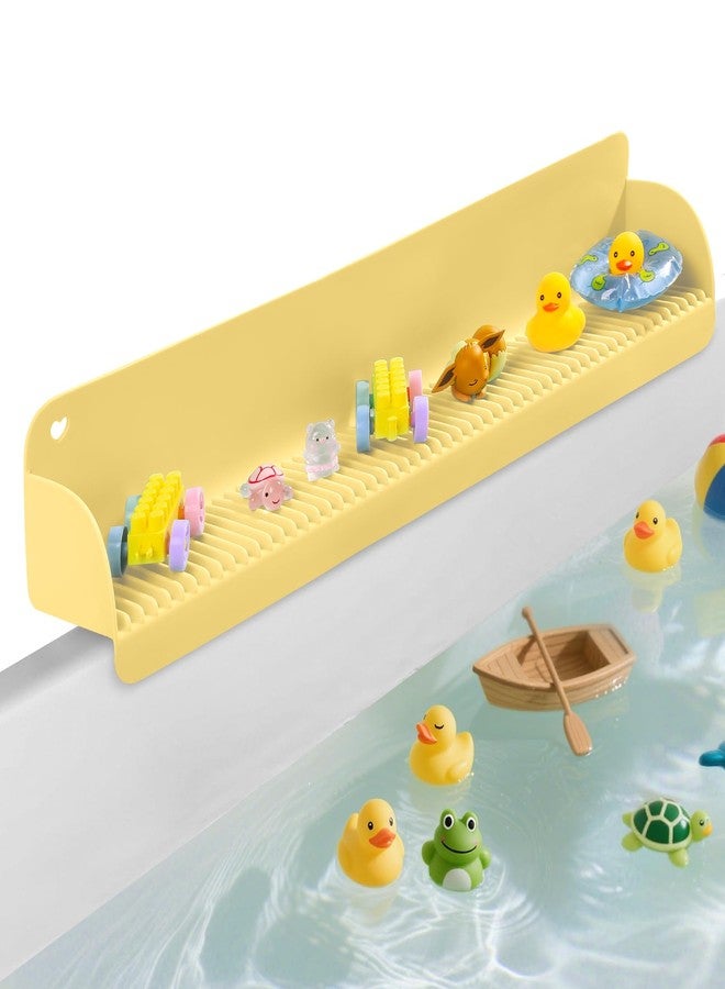 AGPtek 24 Inch Bathtub Splash Guard with 10 Suction Cups, Silicone Tub Water Splash Guard for Bathtub, Bath Toy Tray Holder Play Shelf for Kids, Universal for Bathroom, Kitchen Sink (Yellow) - Image 1