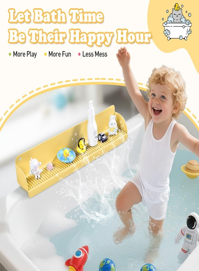 AGPtek 24 Inch Bathtub Splash Guard with 10 Suction Cups, Silicone Tub Water Splash Guard for Bathtub, Bath Toy Tray Holder Play Shelf for Kids, Universal for Bathroom, Kitchen Sink (Yellow) - Image 2