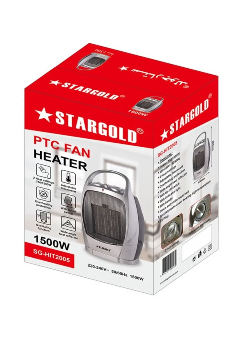 Stargold 1500W Portable Electric PTC Fan Room Heater – Fast Heating for Bedroom, Office & Living Room, Energy-Efficient Ceramic Heater, Adjustable Heat Settings, Compact & Safe Design  - Image 2