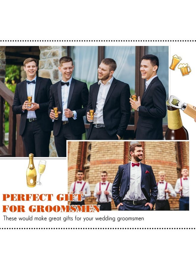 Yaomiao Yaomiao 30 Pcs Groomsmen Gift Wedding Gift, Including 6 Pcs 8 oz Groomsmen Flask 6 Wooden Bottle Opener 6 Party Favors Shot Glasses 6 Groomsmen Gift Boxes Empty 6 Proposal Cards Best Man Gift  - Image 3