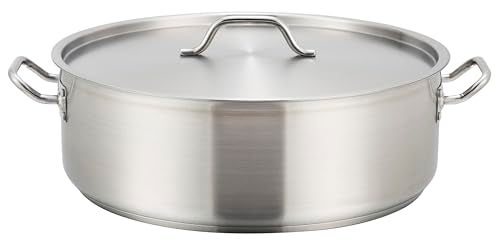 Winco CommercialGrade Stainless Steel Brazier with Lid 20 Quart
