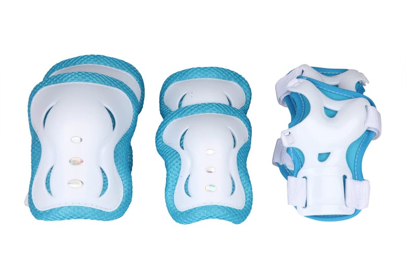 AIRAVAT Skating Guard, Cycling Protection Set, Protective Skating Guard Kit, Multi Sport Gear with 1 Pair Knee Support, Elbow Support, Palm Support (Small - 3 Year to 6 Year, White Sky Blue Color) - Image 3