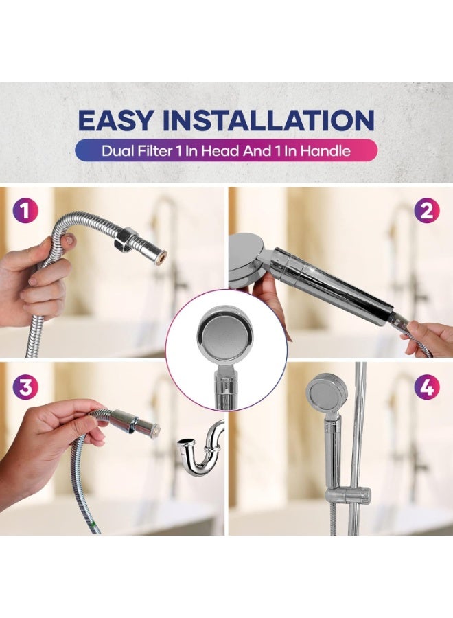 كورالبلو خرطوم دش بطول إضافي 1.5 متر: خرطوم دش مضاد للالتواء 360 درجة، مضفر مزدوج مقاوم للتسرب من الفولاذ المقاوم للصدأ 304، تصميم مضاد للتآكل مع قلب داخلي دوار من النحاس مقاس 1/2 بوصة - Image 4