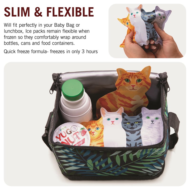 Monkey Business Icepadz Soft Ice Pack Set, 2 Reusable Ice Packs for Baby Bottles and Breast Milk, Slim Ice Pack for Cooler and Lunch Box, (Icepadz - Kitty) - Image 5