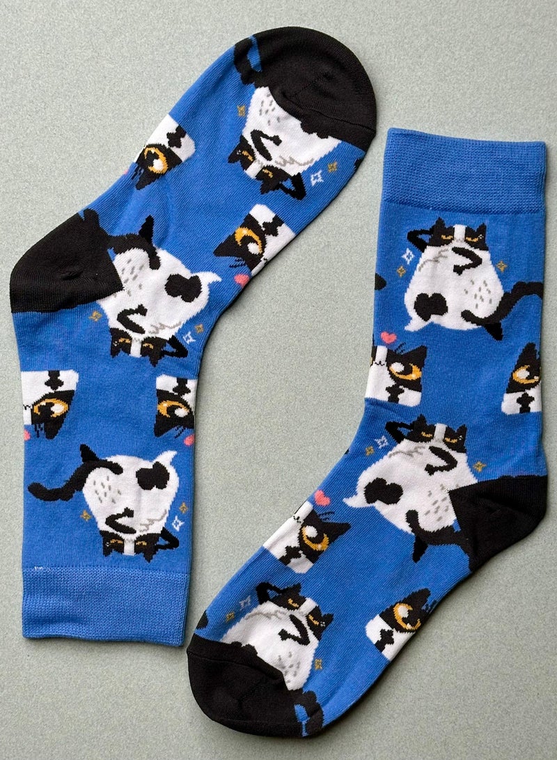 The Socks Hype 3 Pairs Cat Socks for Men Women - Comfortable Cotton Blend | Suitable for 35-42 Sizes | Playful Cat Design, Perfect for Cat Lovers - Image 1