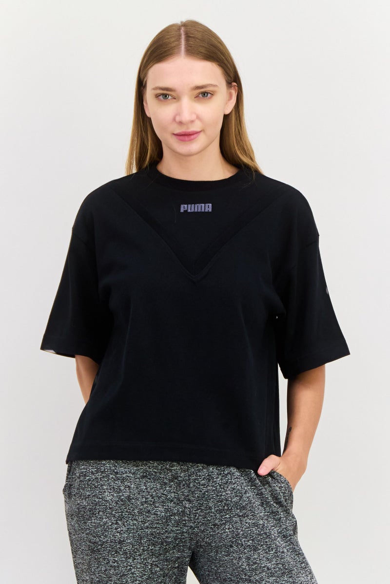 PUMA Women Sportwear Fit Short Sleeves Training Sweatshirt, Black - Image 1