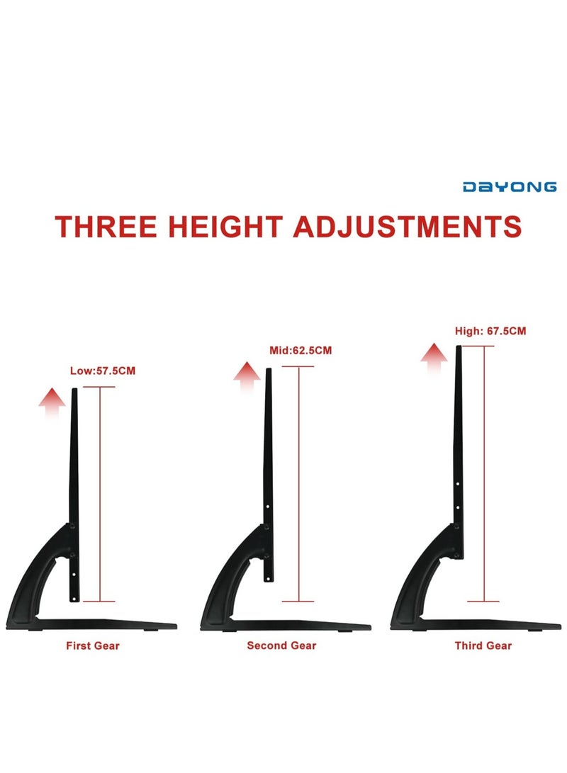 حامل تلفاز عالمي، حامل تلفاز على الطاولة، قاعدة تلفاز قابلة للتعديل بارتفاع 3 إعدادات، قاعدة تلفاز لمعظم أجهزة التلفاز من 32 إلى 75 بوصة، أقصى VESA 800 × 500 مم (النمط 9) - Image 3