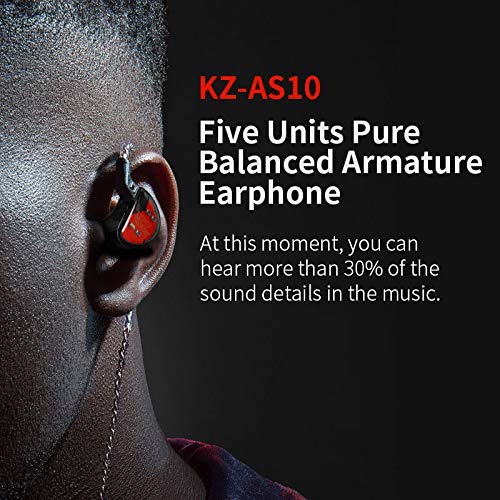 Kinboofi KZ AS10 Pure 5 Balanced Armature 5BA Earphone, Musician in Ear Monitor Headphone High Fidelity HiFi Headset (with Microphone, Black)… - Image 4