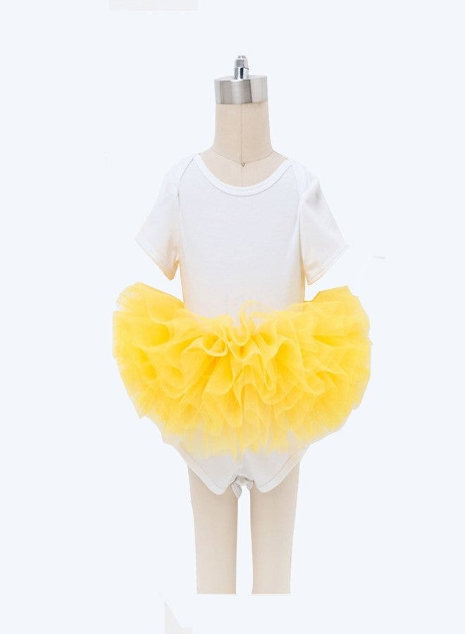 Angla 2pcs Flower Headband Tutu Skirt for Newborn Baby Girl (Yellow), Medium - Image 2