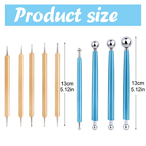 LOKUNN 9 PCS Dotting Tools Ball Styluses with Box, Pen Dotting Tools Set for Rock Painting, Pottery Clay Modeling Embossing Nail Art - Image 2