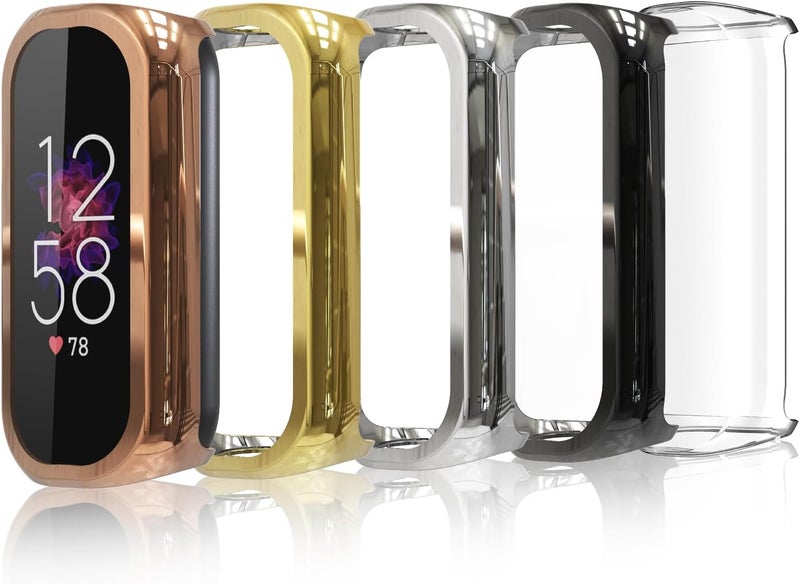 Simpeak 5Pack Soft Screen Protector Bumper Case Compatible with Fitbit Luxe Smartwatch Full Protection GoldClearSilverBlackRose Gold - Image 1