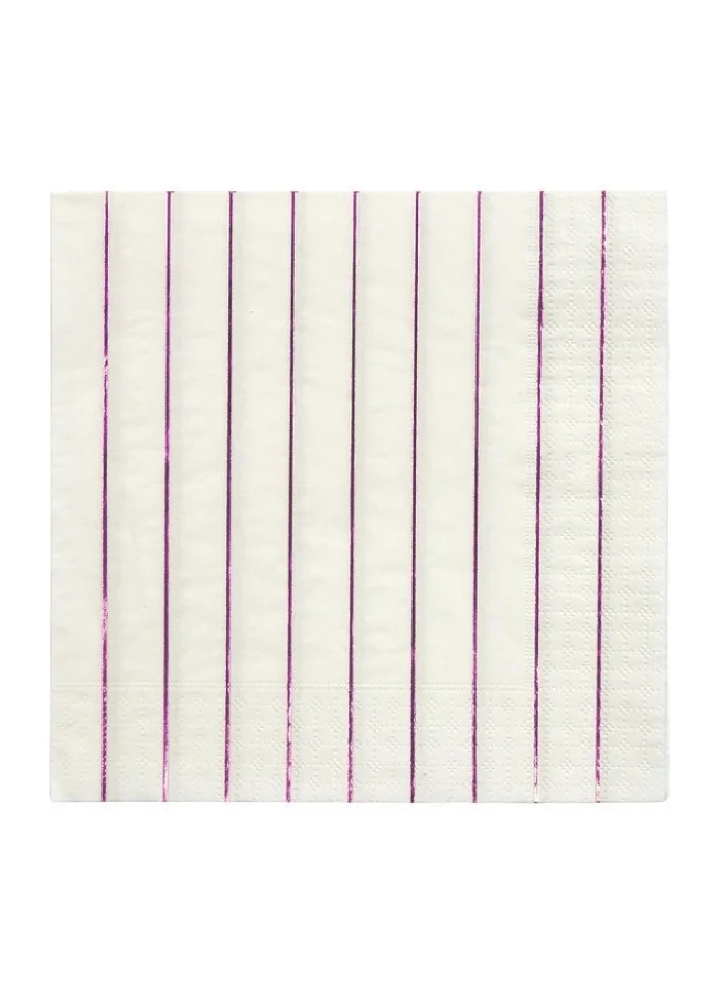 Meri Meri Metallic Pink Striped Large Napkins