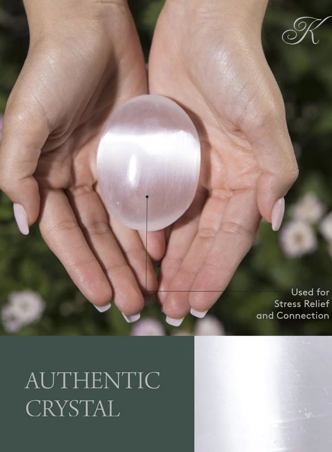 Kalifano Selenite Palm Stone - Worry Stone - Image 3