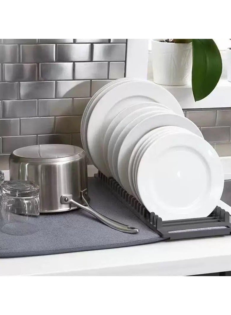 دراينج مات منشفة مواعين - مفرش برف تجفيف الأطباق - مفرش بمنظم اطباق وتجفيف الاطباق بعد الغسيل - ف تجفيف الأطباق وسجادة تجفيف الأطباق في منتج واحد - فوطة مطبخ فائقة الامتصاص مع منظم أطباق قابل للطي ورف تجفيف - منظم اطباق - رف تجفيف الاطباق من البلاستيك والمايكروفايبر مع رف اطباق لتزيين الطاولة، لوازم المطبخ المنزلية ( مطبقية فى منشفة ) - الدراينج مات للمطبخ - منشفة مواعين مع منظم للاطباق - منظم ومجفف لاطباق المواعين - Image 1
