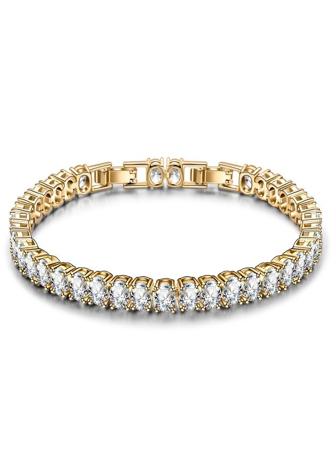 بامبل بي سوار تنس مصنوع يدويًا بتصميم النحلة للنساء، مطلي بالذهب عيار 14 قيراطًا، مرصع بـ 12.96 قيراطًا من الزركونيا الإيطالية المصنعة في المختبر من الدرجة 5A - مضاد للحساسية، قابل للتعديل من 6 إلى 7.5 بوصة، هدية مجوهرات للزفاف والذكرى السنوية وأعياد الميلاد والكريسماس، 6 - Image 1