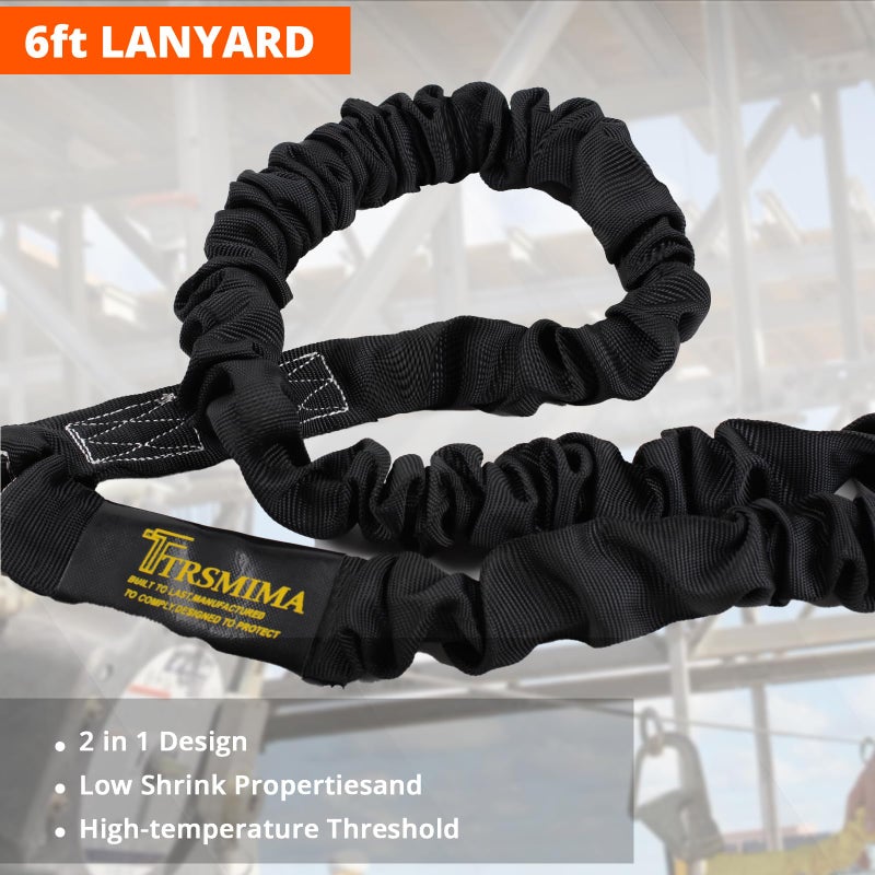 TT TRSMIMA TRSMIMA Safety Harness Fall Protection - Men Construction Full Body Harness Kit for Work with Shock Absorbing Lanyard Tongue Buckle ANSI Orange - Image 2