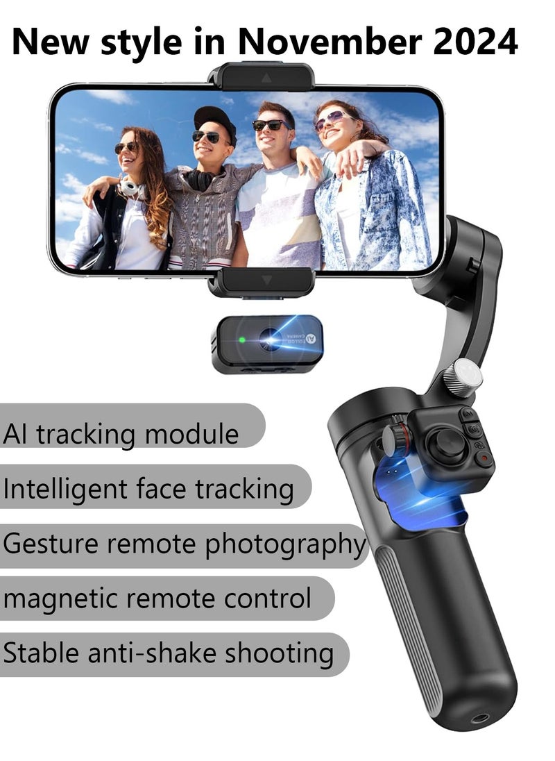 TOKQI - Handheld 3-Axis Gimbal Stabilizer for Phone Vlog Gimbal Anti-Shake with Detachable Remote Control Mini Tripod Max. 280g Payload Replacement for iPhone 16/15/14/13/12 Android Phones - Image 1