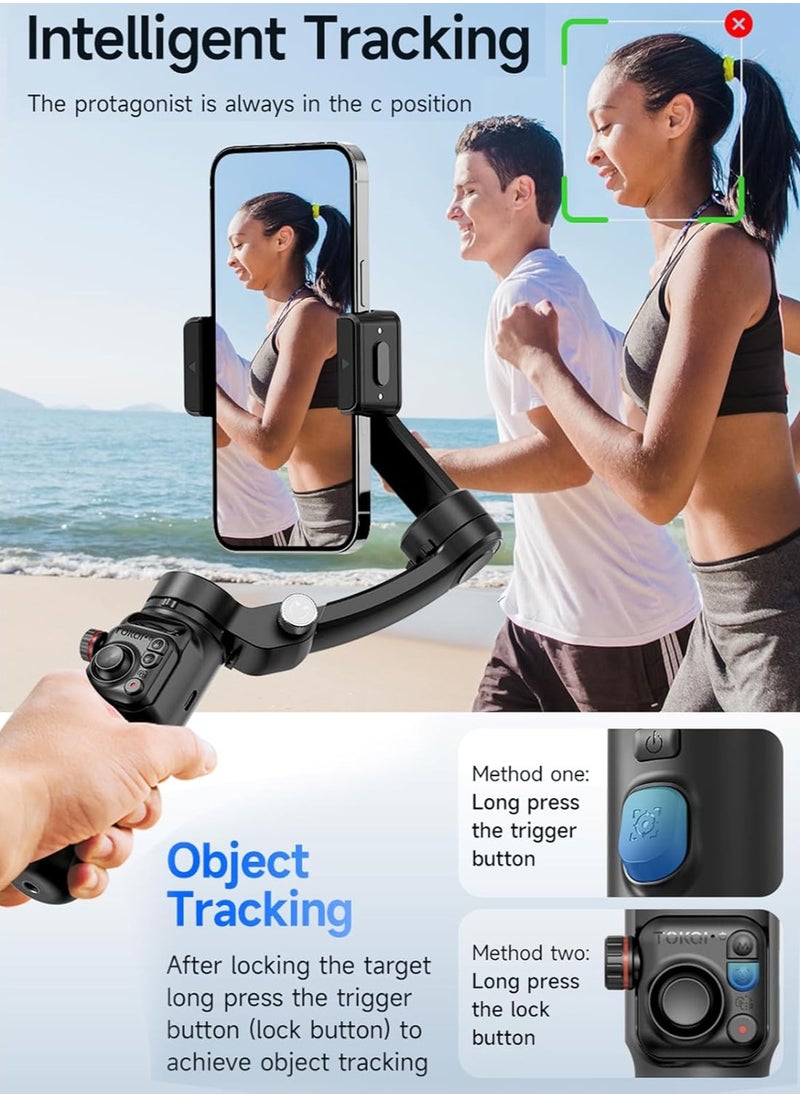 TOKQI - Handheld 3-Axis Gimbal Stabilizer for Phone Vlog Gimbal Anti-Shake with Detachable Remote Control Mini Tripod Max. 280g Payload Replacement for iPhone 16/15/14/13/12 Android Phones - Image 1